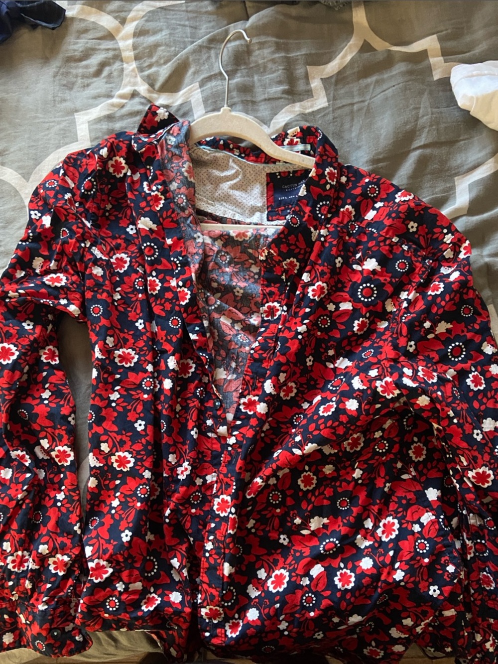 Cactus Red Floral Casual Button-Down Shirt